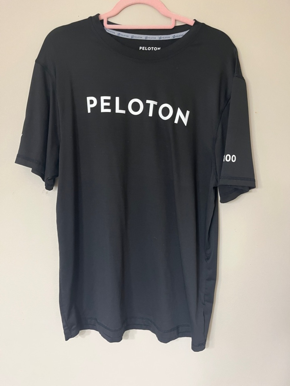 Peloton Black Short-Sleeve Logo Tee with White Lettering